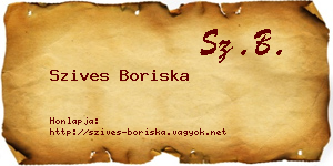 Szives Boriska névjegykártya